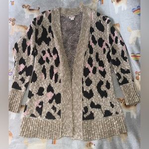 Leopard Pink Print Cardigan sweater